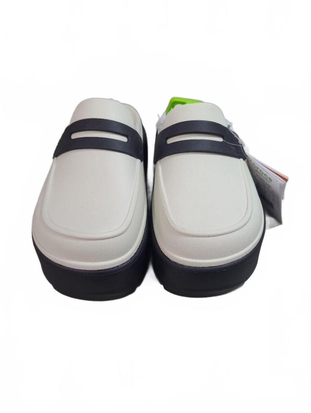 Crocs Stomp Loafer White Black Platform Clogs Shoes Women 8 Men 6 NWT